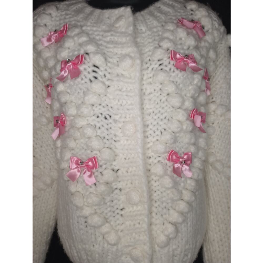 Sugar Thrillz Twinkly Aura Chunky Knit Bow Cardigan - Size XL - Coquette - Picture 2 of 7